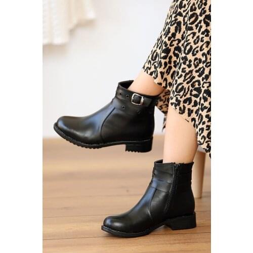 A9055-20Siyah Pink Potin Black Women boots A9055-20Siyah