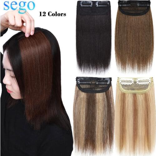 Sego 4''-12'' 8cm Wide 2 Clip in Hairpieces 100% Remy Human Hair Pad Invisible One Piece Topper for Thicker Hair 8g-17g