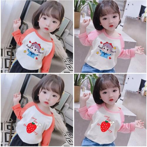 Spring Autumn Kids T Shirt Cute Cartoon Print Long Sleeve Baby Girls T-shirts O-neck Cotton Children T-shirt Tops for Kids