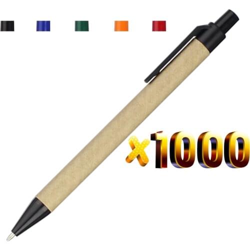 Lot 1000pcs Eco Paper Ball Pen,Plastic Clip,Black Ink Ballpoint Green Concept Environmental Friendly,Customized Promotion Gift