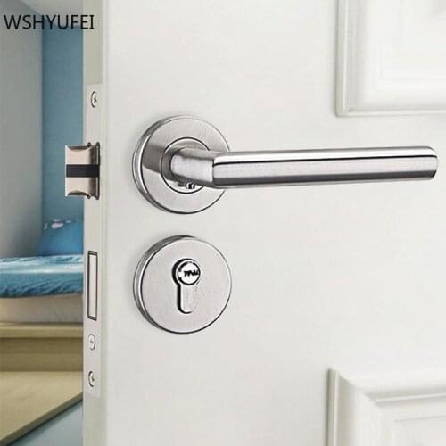 Modern Mute Interior Door Lock Fashion Stainless Steel Split Lock Hotel Washroom Door Handle Locks Household Hardware Supplies