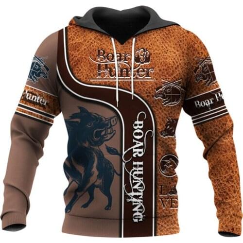 Fashion Sweatshirt Wild Boar Hunting 3D Fully Printed Zip Hoodie Unisex Fall Winter Harajuku Casual Hoodie