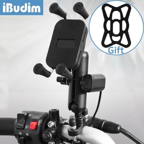 Universal Motorcycle Phone Holder Charger GPS Phone Mount for Motorbike Scooter Bicycle Handlebar Bracket Motorcycle Accessories