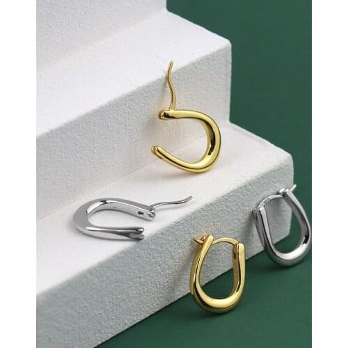 WTLTC Simple Metal U Shaped Hoop Earrings for Women Statement Minimalist Small Hoops Earrings Retro Geometric Charms Earrings