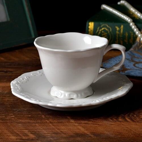 Western European art flower coffee cup dish European coffee cup white ceramic coffee cup flower tea cup black tea cup