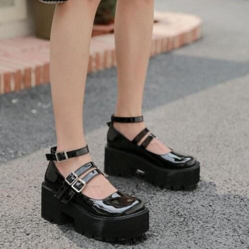 Platforms Buckle Punk Style Lolita Plus Size Casual Shoes Chunky Goth Women Shoes T Strap Demonia shoes Platform heels