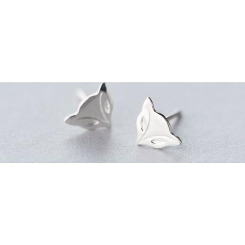 MloveAcc Solid 925 Sterling Silver Earrings Women Cute Fox Stud Earrings Fashion Girls Sterling Silver Jewelry