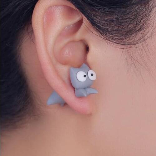 TTPAIAI 30 Brand Handmade Polymer Clay Jump Cat Stud Earrings Fashion Jewelry Cartoon 3D Animal Earrings For Women Girl Gift