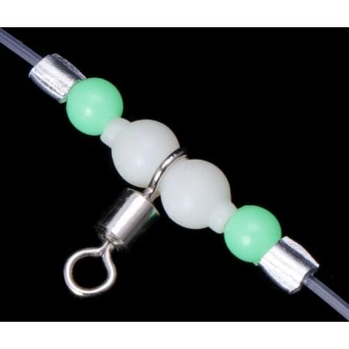 1 Group Fishing Tackle Line 3 Swivels Night Luminous Beads Pin Rolling Connector