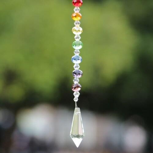 1PCS Hanging DIY Colorful Light String Rondelle Beads Crystal Suncatcher Pendant Drop Home Garden Decorative Ornament