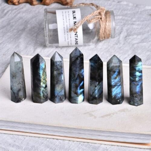 1PC Natural Labradorite Quartz Crystal Point Tower Healing Stone Energy Ore Mineral Obelisk Home Decor Ornaments 50-80mm