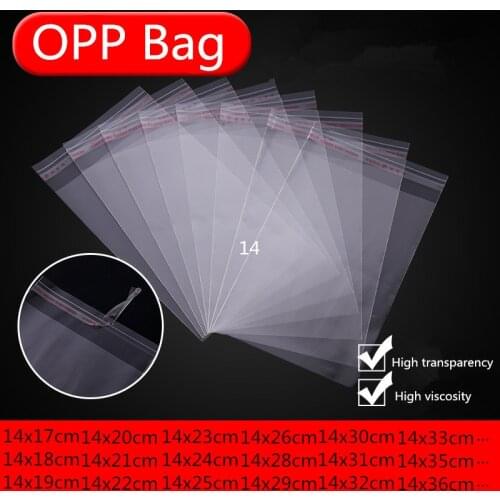 14cm Wide 100p Transparent Self Sealing Plastic Bag Gift Jewelry Packaging Bags Self Adhesive Resealable Cellophane Poly OPP Bag
