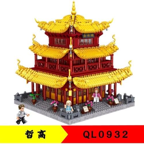 3267pcs QL0932 Building Blocks Chinese Style Building Series Yueyang Tower Model Childrens Educational Assembling Toy Gifts