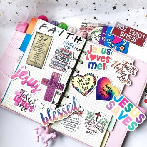50Pcs/Set Jesus Christianity Faith Self-made Sticker Bible Prayer Believer Waterproof Stationery PVC Car Stickers