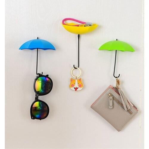6PCS Creative Colorful Umbrella Shaped Wall Hook Key Hair Pin Holder Organizer Decorative Storage Small Decorative Home Decor