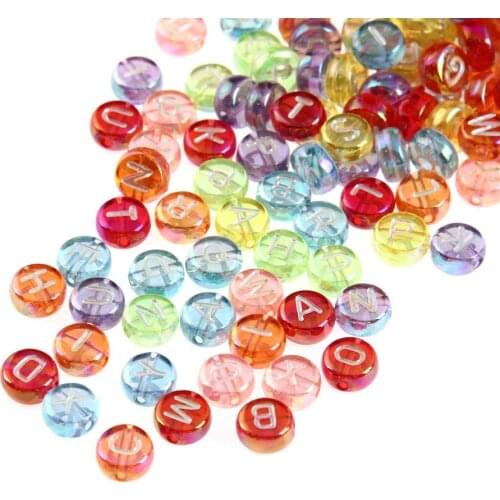 7mm Mixed Color transparent Acrylic Letter Beads For DIY Alphabet Fashion Jewelry Bracelets Hand Making 200pcs