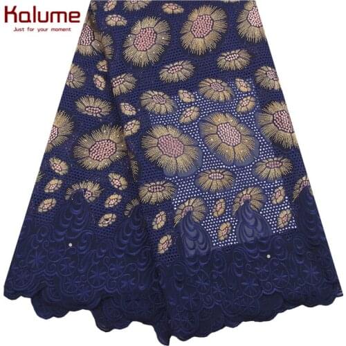 Kalume Embroidery African Swiss Cotton Lace Fabric Most Fashion Nigerian Swiss Voile Lace In Switzerland Stones For Dress F2179