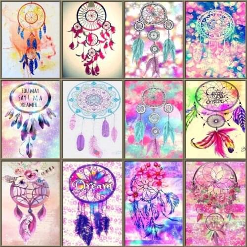Full Round Drill 5D DIY Diamond Painting Indian Dream catcher feather 3D Embroidery Cross Stitch Diamond Art Mosaic Decor