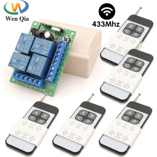 Wenqia Smart Home Wireless Remote Control Switch Receiver Module RF 433MHz Transmitters 12V For Lamp fan Led Light Door Gate DIY