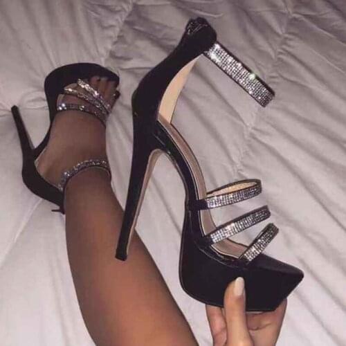 IPPEUM Designer Sandals Black Pumps Platform Sandals Women Summer Zip High Heels Shoes Fashion Peep Toe Slides Zapatos Mujer