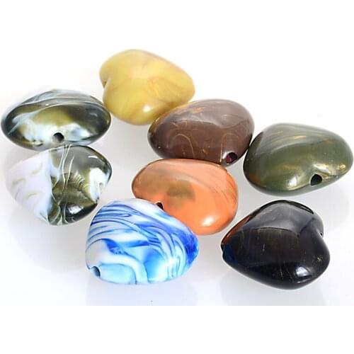 New Arrival Resin Large Heart 15x25x29 mm Gold Sunstone Loose Beads For Diy Jewelry Making