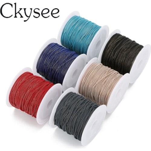 Ckysee 10yards/lot Blue Pink Color Flat Ginding Skin Chain Necklace 1.5mm Width Copper Bulk Chain Diy Jewelry Making Materials