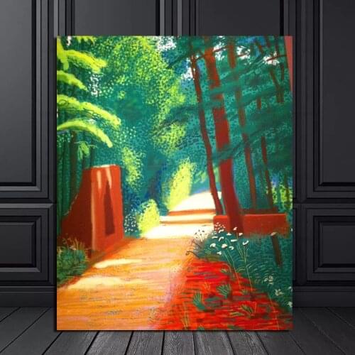 David Hockney Scene In The Path Canvas Painting Prints Living Room Home Decoration Modern Wall Art Oil Painting Posters Pictures