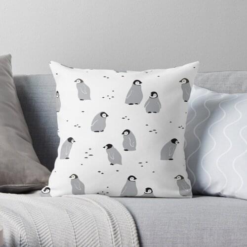 Baby Emperor Penguin Chicks Throw Pillow Cushion Cover Polyester Throw Pillows Case On Sofa Home Living Room Car Seat Decor
