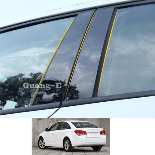 For Chevrolet Cruze Sedan 2009-2014 Car PC Material Pillar Post Cover Door Trim Window Piano Black Molding Sticker Plate