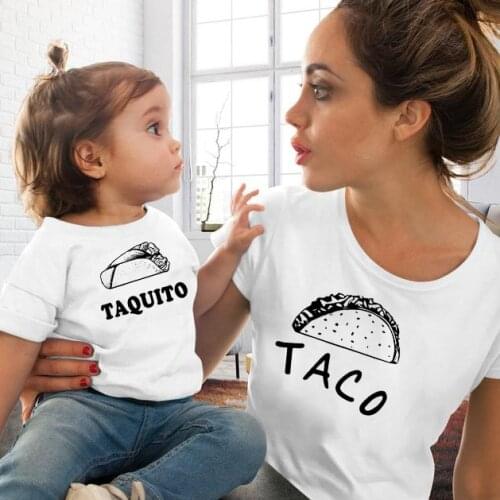 Taco and Taquito Family Matching Mom and Daughter Tshirts Mother and Me Shirt Summer Casual Mommy and Baby Matching Tee Outfits