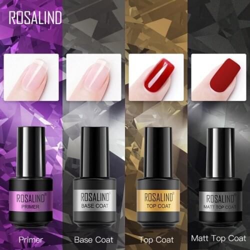 ROSALIND Primer Top Base Coat 7ML Gel Nail Polish For Manicure Long Lasting Nail Art Salon Gel Varnish UV LED Color Gel Polish