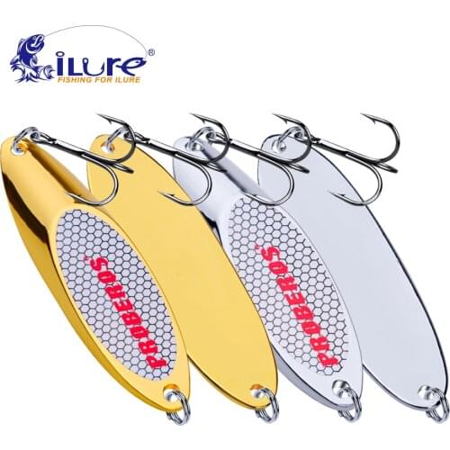 ILure 1pcs Fishing Biats Metal Spoon Lure 3g-35g Metal Bass Baits Silver Spoon Fishing Lure 8#-2# Hook Metal Lure Fishing Tackle