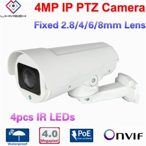 Lihmsek 4.0 mp H.265 Smart HD IP Bullet PTZ Camera Surveillance CMOS Fixed Lens IR Night Vision h265 CCTV PTZ Bullet Camera