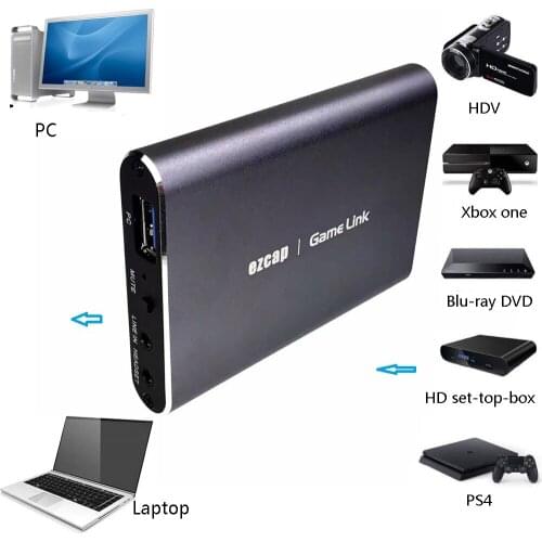 4K Video Capture Card 1080P60fps Live Streaming HDMI-Compatible USB 3.0 GameConverter Recording Mic Line Input Headset Output