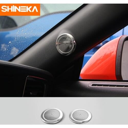 SHINEKA Stainless Steel A-pillar Speaker Cover Trim 2pcs for Ford Mustang 2015 2016 2017 Car Styling