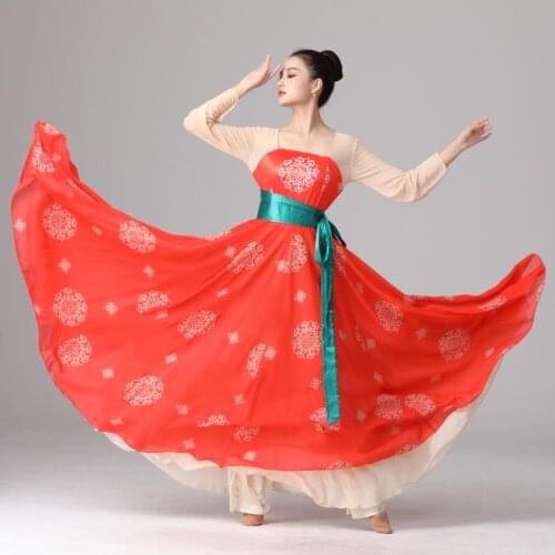 Summer long gown women asia dress Original retro fairy elegant Improvement Hanfu Chinese folk dance Costume