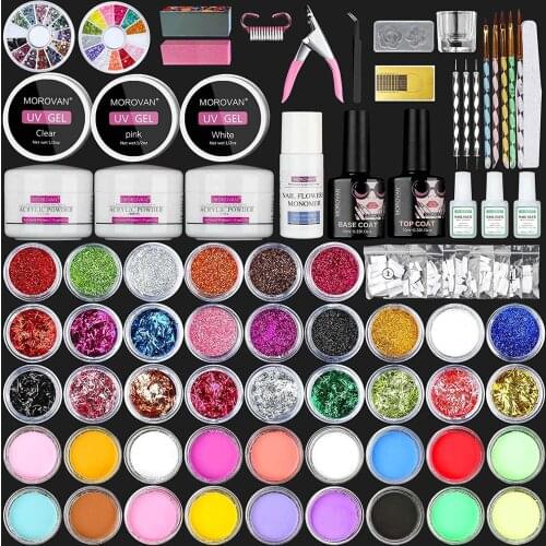 Acrylic Nail Kit with Acrylic Powder Liquid Monomer and Basic Acrylic Nail Art Tools Nail DIY Decoration Acrylic Nails Starter K