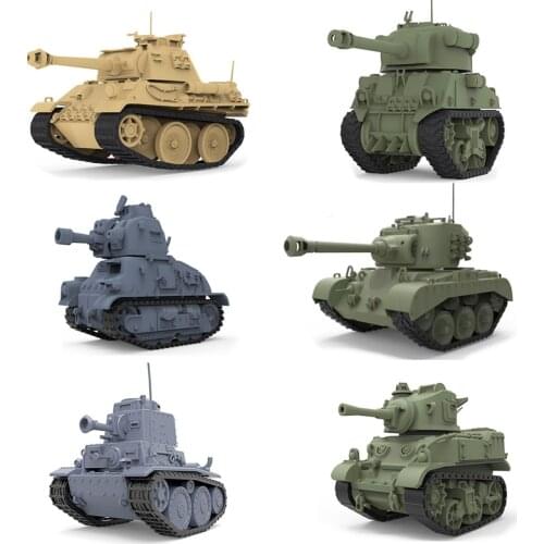 New 6 Styles Meng Q Ver German Pzkpfw Panzer 38T UK Sherman-Firefly FR Somua S35 US M5 Stuart M26 Assembly Model Building Kits