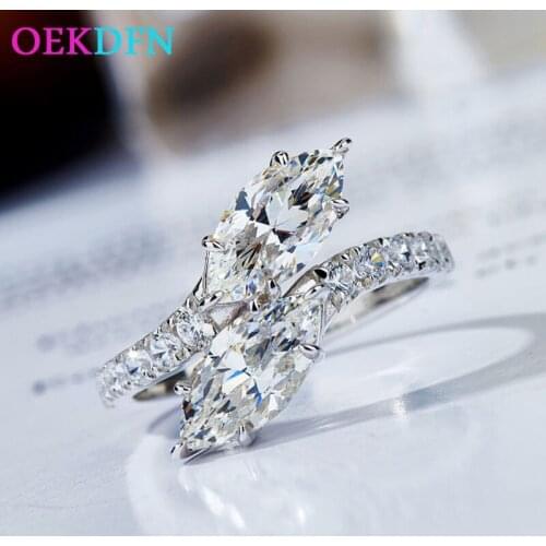OEKDFN 100% 925 Sterling Silver Rings Created Moissanite Gemstone Birthstone Wedding Engagement Ring Fine Jewelry Wholesale