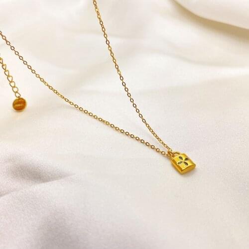 Japan and South Korea new fashion enamel glaze small lock pendant necklace womens jewelry jewelry