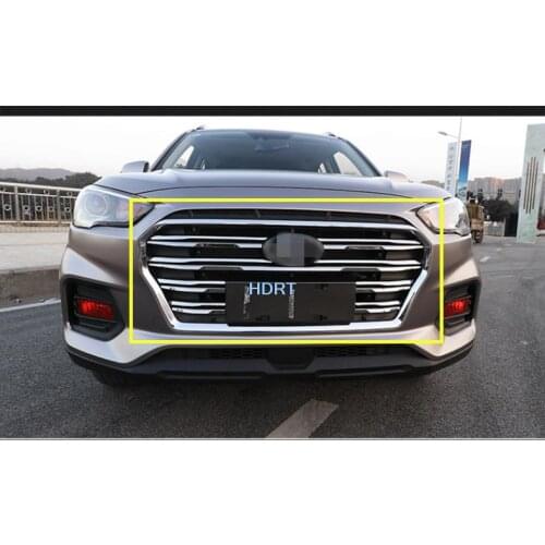For Hyundai ix35 2018 2019 Front Head Center Grille Lid Mesh Grill Bumper Cover Frame Molding Trims ABS Chrome Car Accessories