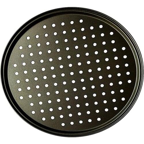 10 Inch Personal Perforated Pizza Pans black Carbon Steel with Nonstick Coating Easy to Clean Pizza Baking Tray