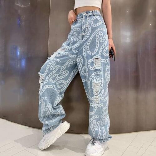 Plus Size 3XL Women Jeans High Waist Wide Leg Jeans For Women 2021 Summer Fashion Hole Streetwear Hip Hop Vintage Jeans Women