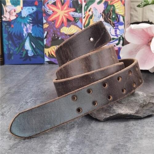 Luxury Thick 38MM Double Pin Tongue Leather Belt Without Buckle Ceinture Men belt without buckle Leather Mens Waist Belt SP06