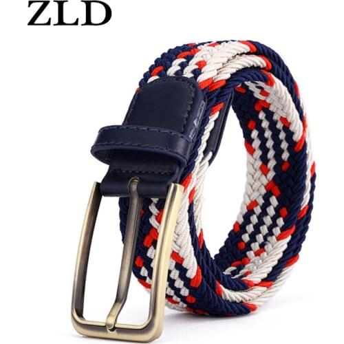 ZLD fashion Men and women Elastic Belt 27 colors available Striped Women Stretch Belt Braided men Casual Waist Pin buckle belt