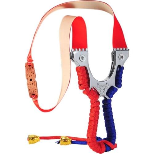 Stainless Steel Slingshot with Spirit Level High Precision Spider Sling Shooter Flat Leather Band Catapult for Outdoor Hunting