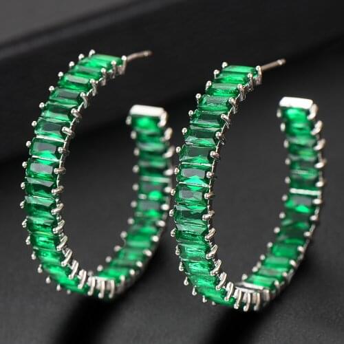 LARRAURI Luxury Cubic Zircon Statement MAXI Hoop Earring For Women Wedding DUBAI Bridal Round Circle Hoop Earrings 2019 Jewelry