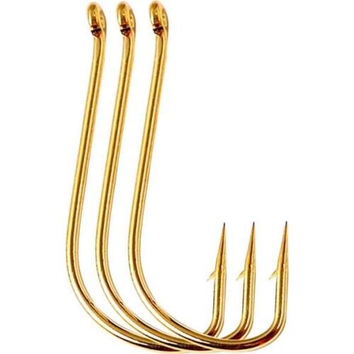 Size7#~15# 10pcs High Carbon Steel Golden Barbed Fish Hook Fishing Accessories tool Non-barb Hook Barbed fishhook