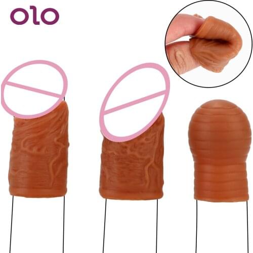 OLO Sex Toys For Men Dick Enlargement Extender Foreskin Resistance Penis Ring Ejaculation Delay Glans Strap On Cock Sleeve
