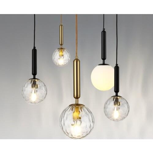Modern Simple Nordic Glass Ball Single Head Three Head Creative Personality Bedroom Bedside Bar Dining Room Small Chandelier
